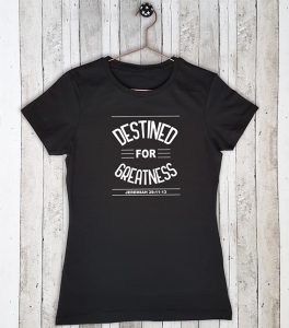 T-shirt met tekst Destined for greatness