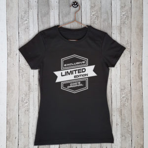 Stretch t-shirt met tekst Limited edition
