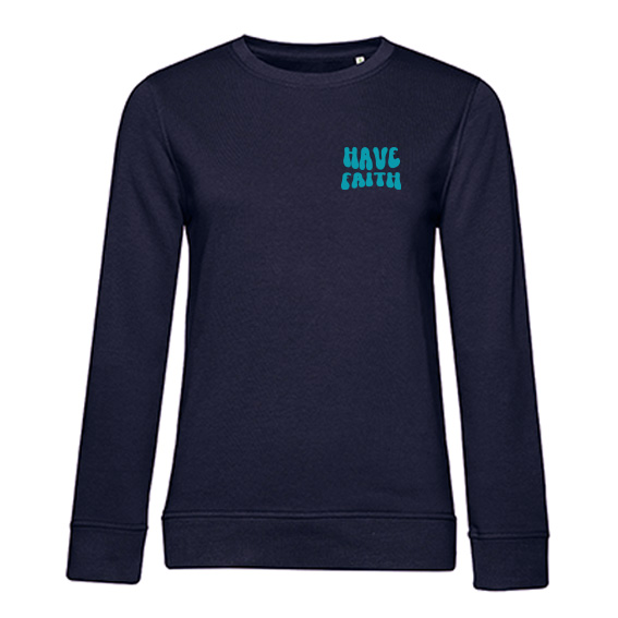 Dames Sweater Have faith, Front Navy