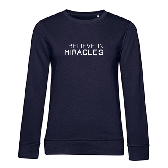 Dames Sweater I believe in miracles, Navy