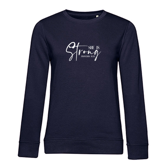 Dames Sweater She is strong, Navy