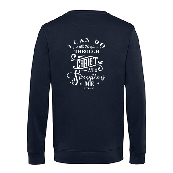 Heren Sweater I can do all things, Navy