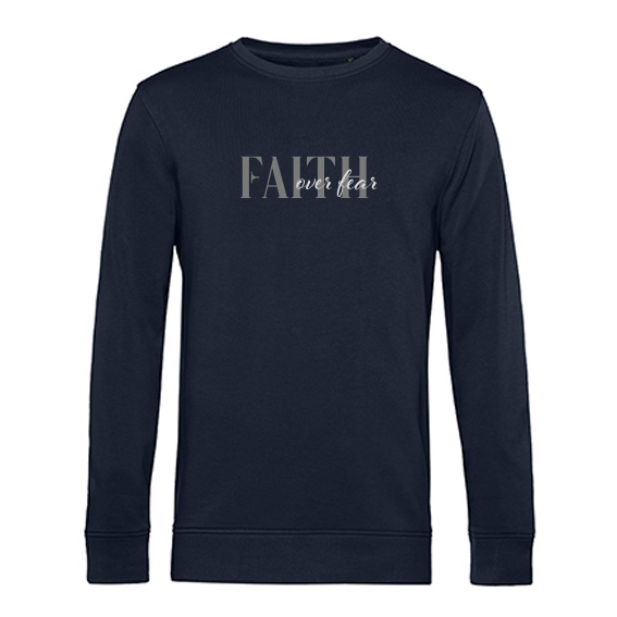 Heren Sweater Faith over fear, Navy