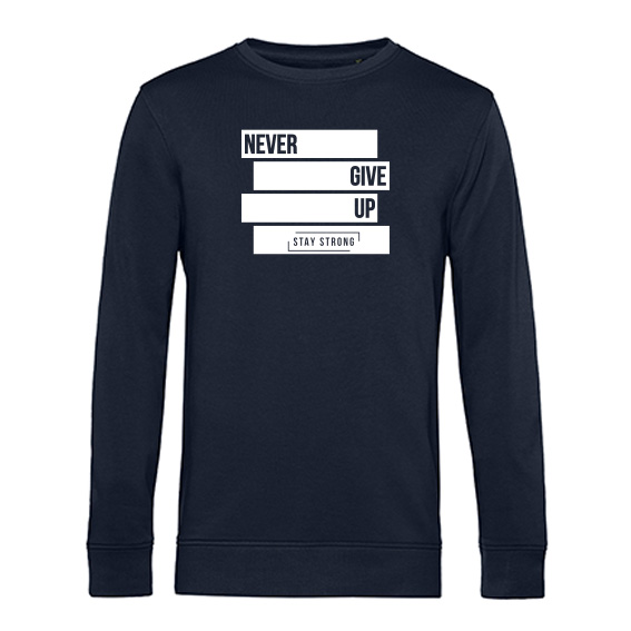 Heren Sweater Never give up, Navy